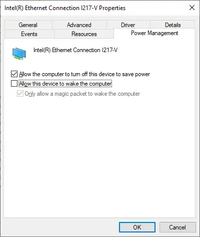 Disabling Network Adapter auto-wake