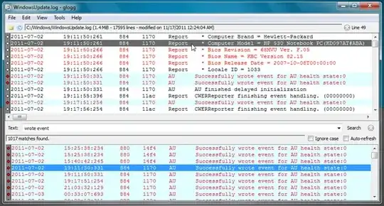 Glogg screenshot on Windows