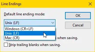 File → Line Endings → Default... → Unix (LF).
