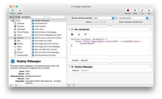 screenshot of Automator "service"