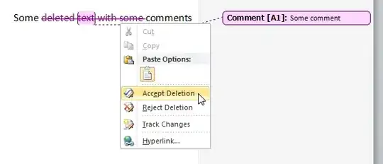 screenshot showing deletion with comment