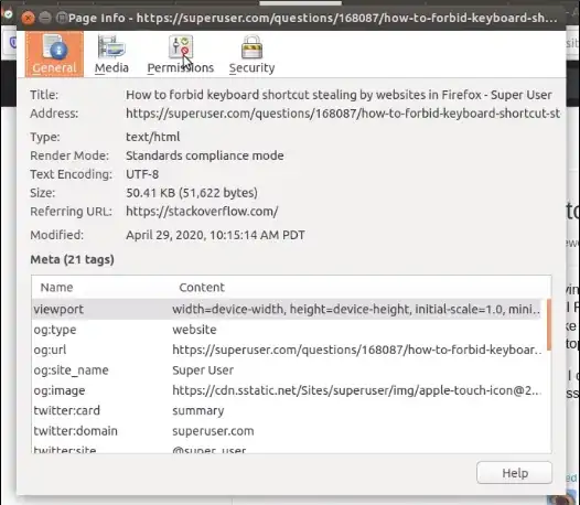 Firefox Page Info window