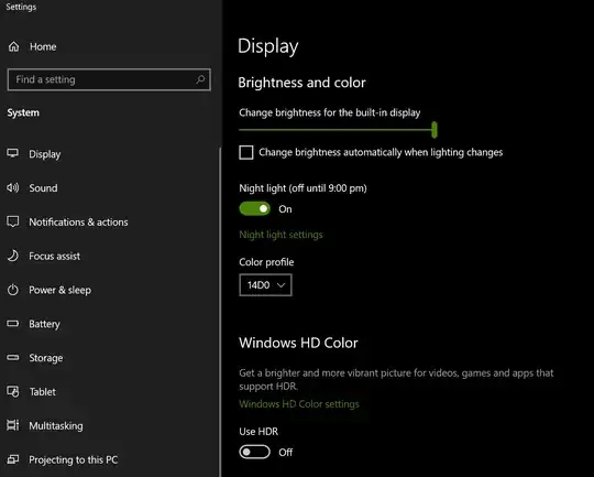 screenshot of display settings