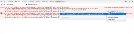 chrome console filtering messages