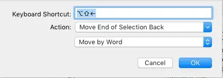 move selection backward by word