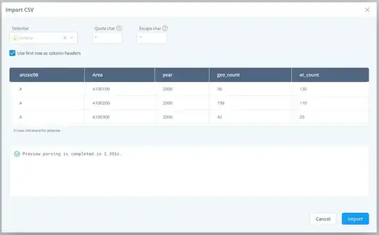 sqliteviz CSV import dialogue