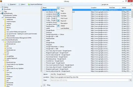 Firefox bookmarks liberary screenshot
