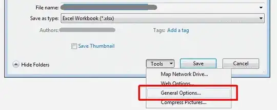 Tools menu in the save dialog