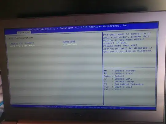Asus UX32VD Advanced USB BIOS screen