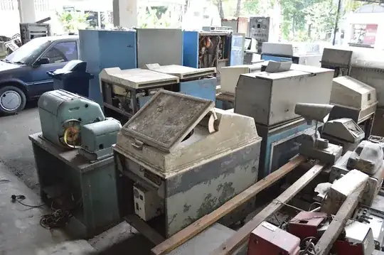 A rear view showing various devices