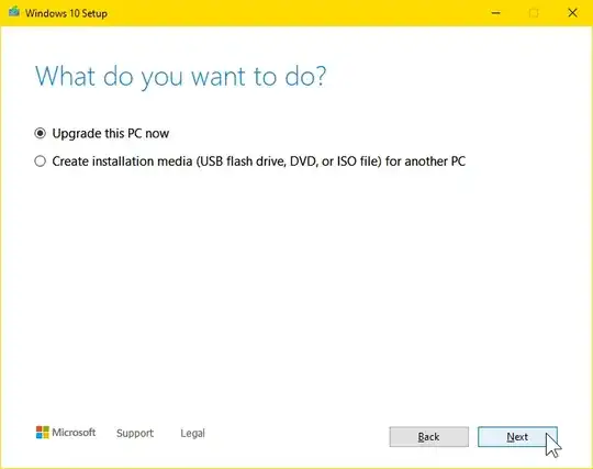 Two options: I chose 'Upgrade this PC now'.