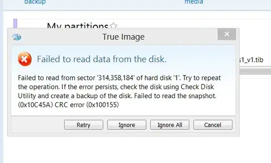 screenshot of the error