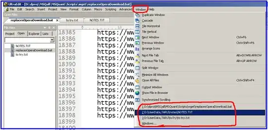 Screenshot of UltraEdit with menu Window open