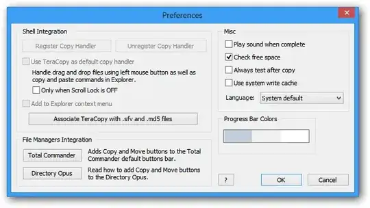 Screenshot of TeraCopy preferences dialog with default settings
