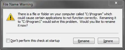 warning dialog