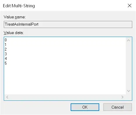 TreatAsInternalPort registry setting