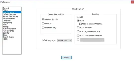 The “New Document” settings menu