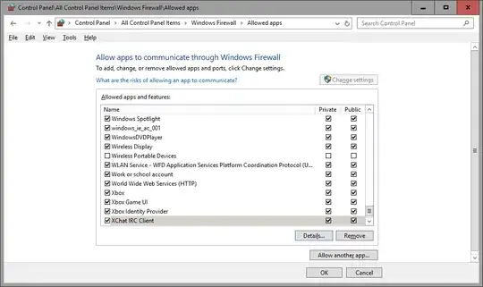 screenshot of Firewall settings