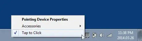 Screenshot of Synaptics tap-to-click option in tray context-menu
