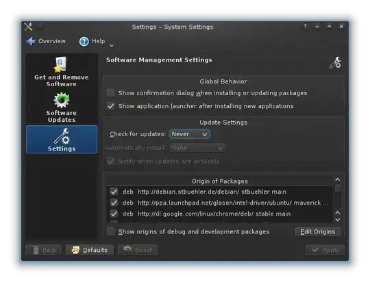 Settings panel from Software Management KCM applet