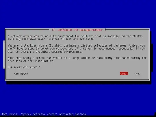 "Use a network mirror?" Yes|No