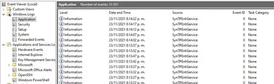 Windows Event Viewer with lots of SynTPEnhService errors
