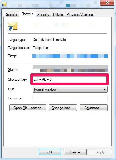 Outlook Shortcut key to compose email from template