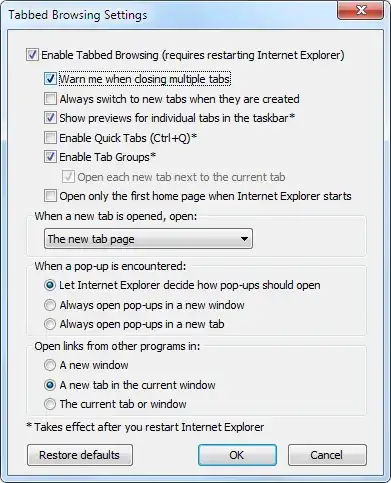 Tabbed Browsing Settings
