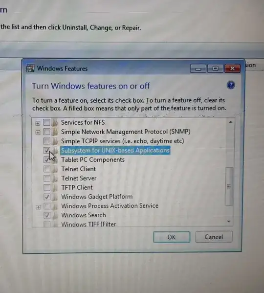 Screenshot of subsystem for Unix-based applications option
