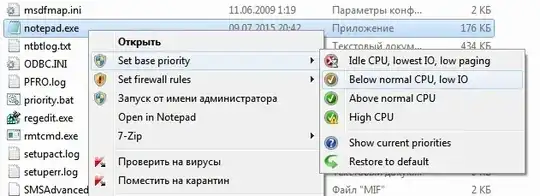 Windows Executable -> Set base priority -> Below normal CPU, low IO