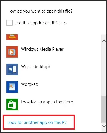 Look for another app on this PC