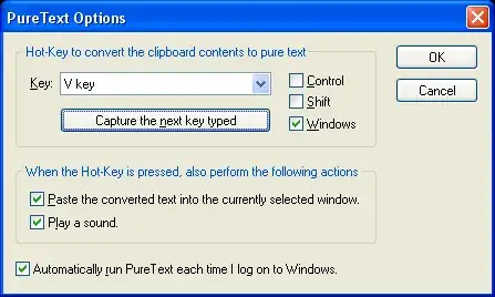 PureText Options screen shot