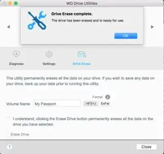 WD Drive Utilities, Drive Erase, My Passport