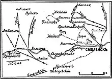 Battle of Krasnoi August&nbsp;2nd&nbsp;(14) 1812. (Sketch of troup movements)