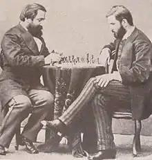 Image 18Georgian writers, Ilia Chavchavadze and Ivane Machabeli playing chess in Saint Petersburg, 1873  (from Chess in the arts)