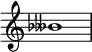 {
\override Score.TimeSignature #'stencil = ##f
\relative c'' {
\clef treble \time 1/1 \tweak Accidental.stencil #ly:text-interface::print \tweak Accidental.text \markup { \concat { \flat \doubleflat }}beses1
} }