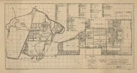 Image 5United States Naval Academy mapMap: C.E. Miller; restoration: AwardgiveA map of the United States Naval Academy, as it appeared in 1924. Established in 1845, the service academy educates and prepares officers for commissioning into the United States Navy and the United States Marine Corps. During the 1920s, the academy's athletics program began its era of success, taking a gold medal at the 1920 Summer Olympics and tying the University of Washington in the 1924 Rose Bowl.More selected pictures