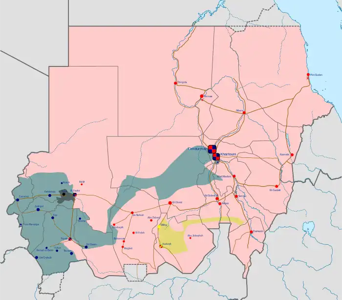 The SLM zone of control (black) as of 25 October 2023, including Tawila
