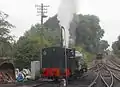 Peckett 0-4-0ST Works No. 2104 in the yard, preparing for a day's use on passenger trains