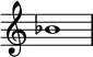 {
\override Score.TimeSignature #'stencil = ##f
\relative c'' {
\clef treble \time 4/4 bes1
} }