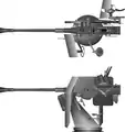 The single 3.7&nbsp;cm Flak M42U gun on the LM 43U mount.