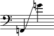 {
\override SpacingSpanner.strict-note-spacing = ##t
\set Score.proportionalNotationDuration = #(ly:make-moment 1/8)
\clef bass \omit Score.TimeSignature
\relative f,{f!4 \glissando g''!}
}