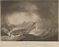 "The Storm increas'd. Distressed situation of the Ramillies when Day broke with the Dutton Store Ship foundering"