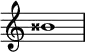 {
\override Score.TimeSignature #'stencil = ##f
\relative c'' {
\clef treble \time 1/1 bisis1
} }