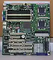 ASUS DSBV-D supports two Dual-Core / Quad-Core Intel Xeon 5000/5100/5300SSI CEB 1.1, 12" × 10.5"