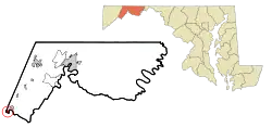 Location of Luke within Allegany County