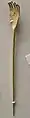 Gold pin with terminus in the shape of a small hand