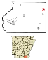 Location of Montrose in Ashley County, Arkansas.
