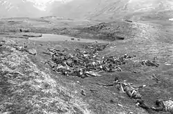 Japanese troops lie where they fell during the final banzai charge at Chichagof Harbor on 29 May 1943.