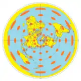Tissot's indicatrix applied to the azimuthal equidistant projection